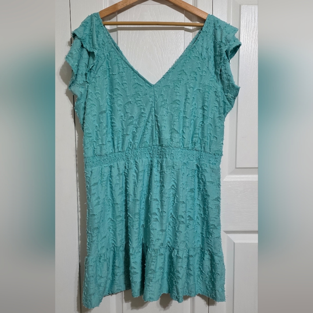 LC Lauren Conrad Aqua Textured Dress
